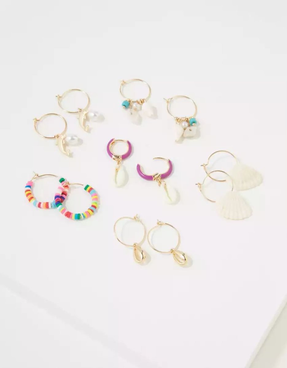 Bijoux American Eagle AEO Shell Hoop Earring 6-Pack Multicolore Femme | FEF-39230127